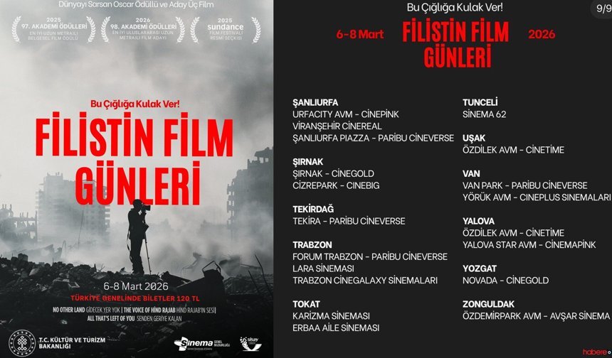 Türkiye Genelinde Kültür ve Turizm Bakanlığının Desteğiyle “Filistin Film Günleri” Düzenleniyor